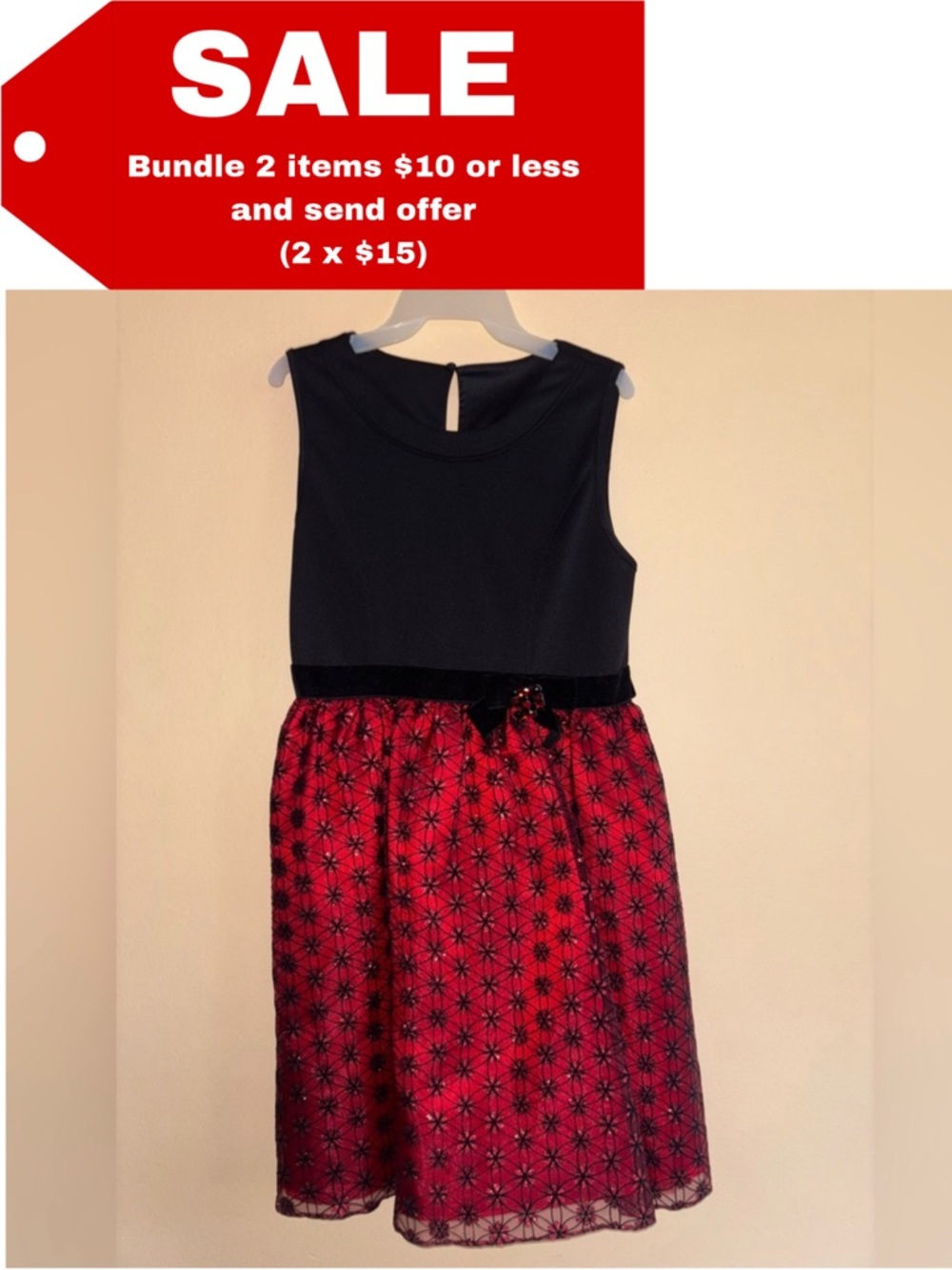 Emily West Sleeveless Black Burgundy Girl’s Dress -  XXL (20.5)